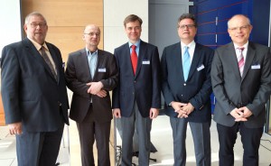 The speakers of the official celebration (from the left.): ICMA President Remy Franck, Stefan Lang (Deutschlandradio), Siegwald Bütow, Manager of the WDR-Sinfonieorchester, Michael Haefliger, Director of the Lucerne Festival, Prof. Wolfgang Rathert, Munich University Photo: Martin Hoffmeister