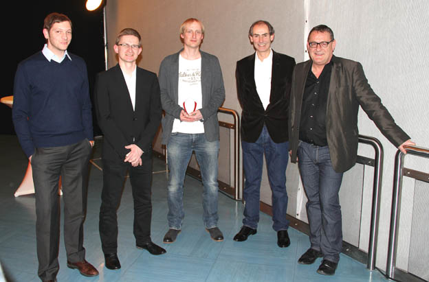 Members of the editorial staff of Radio 100,7 with the radio station's CEO Jean-Paul Hoffmann (second from right) Photo: Remy Franck/ICMA 